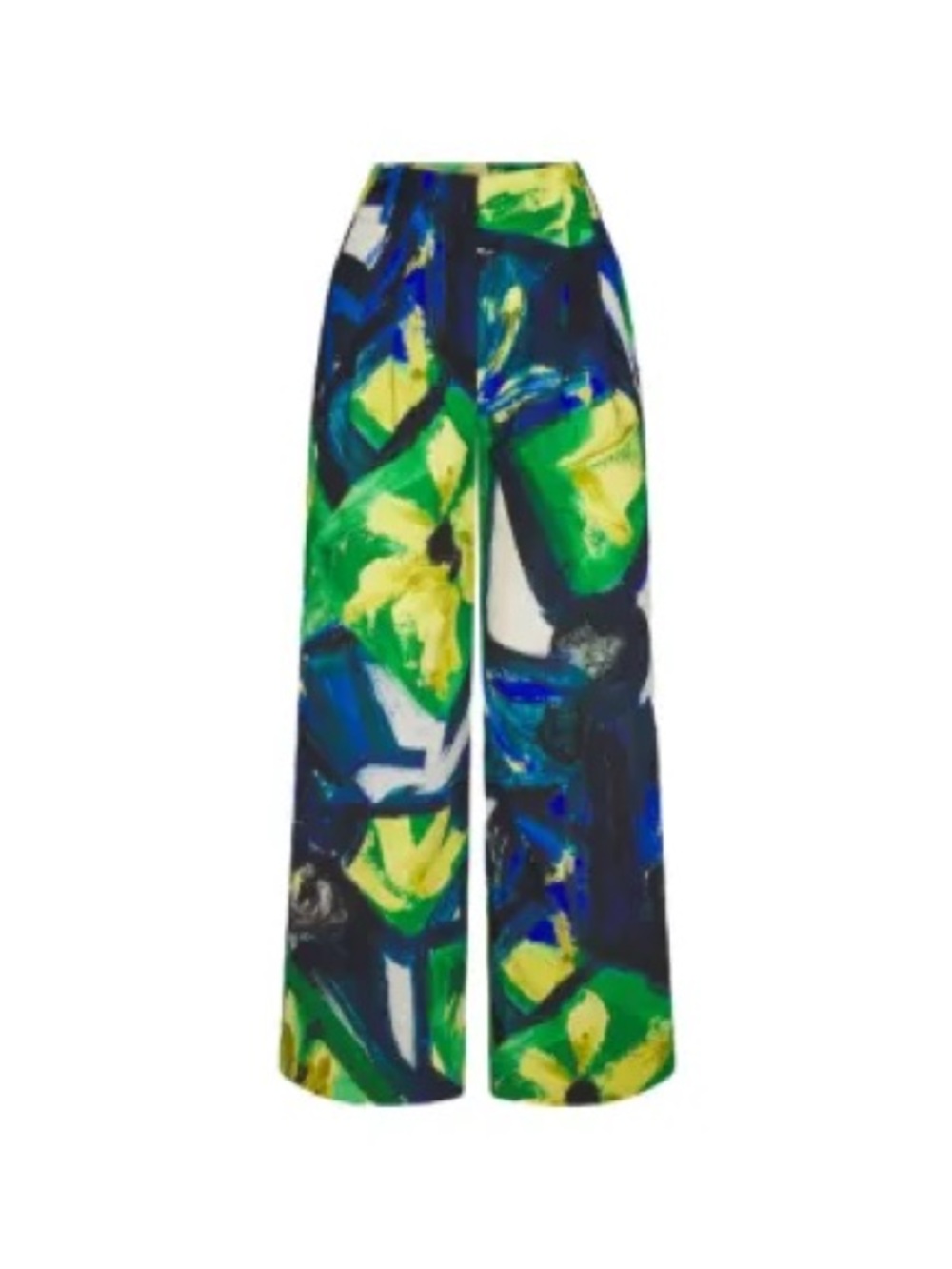 Simon Miller Abstract Floral Wide-Leg Pants in Green & Blue